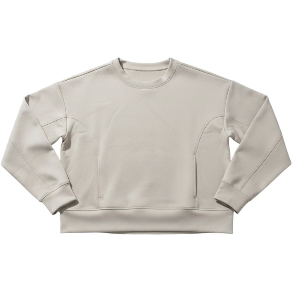 Zella Soft Scuba Knit Oversized Crewneck Sweatshirt Pockets Cream M Athliesure